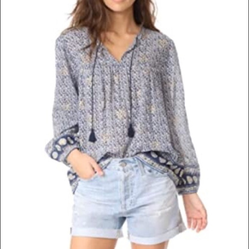 Joie Almaide Cotton Voile Paisley Boho Blouse | M